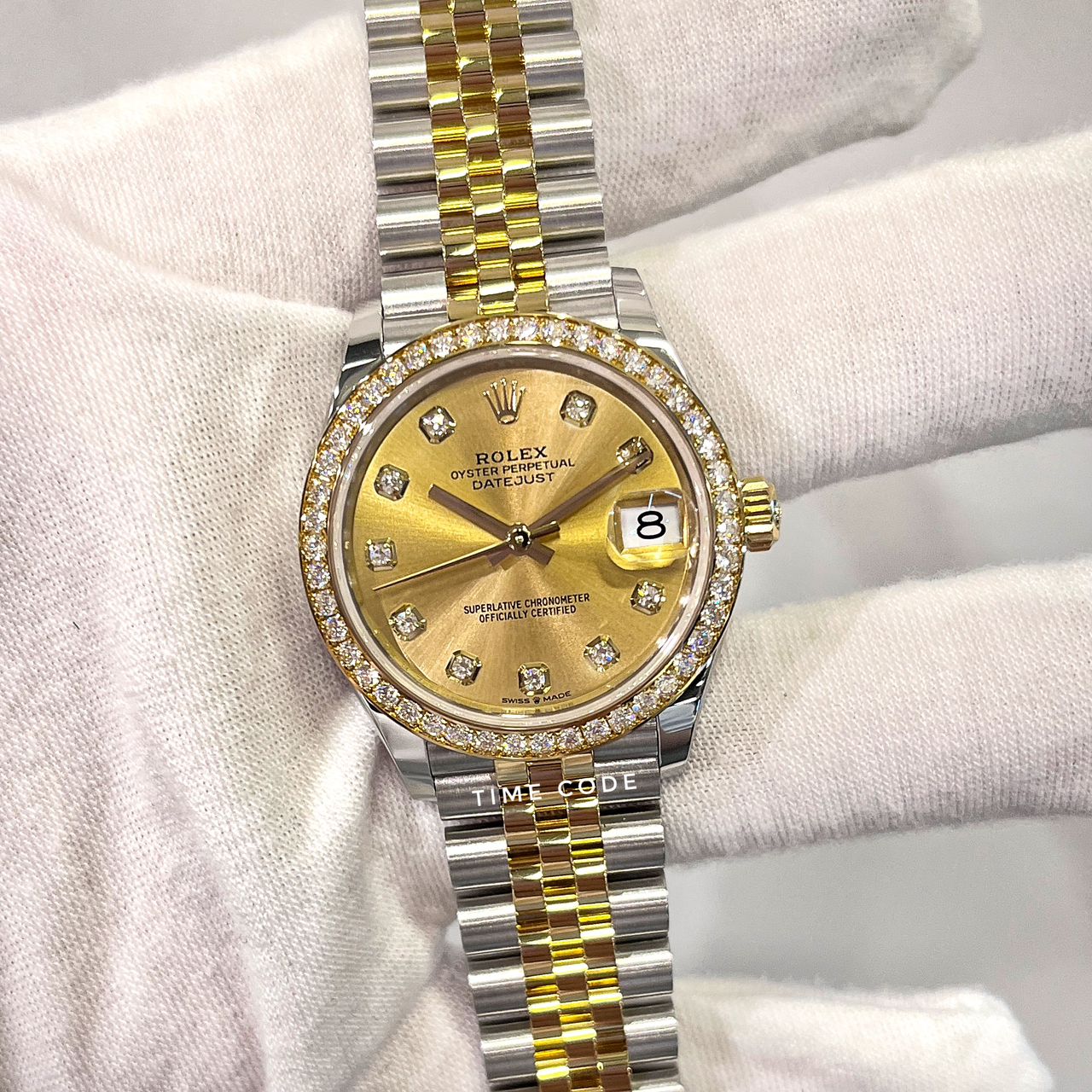 ROLEX DATEJUST 31MM YELLOW HALF GOLD WITH DIAMONDS