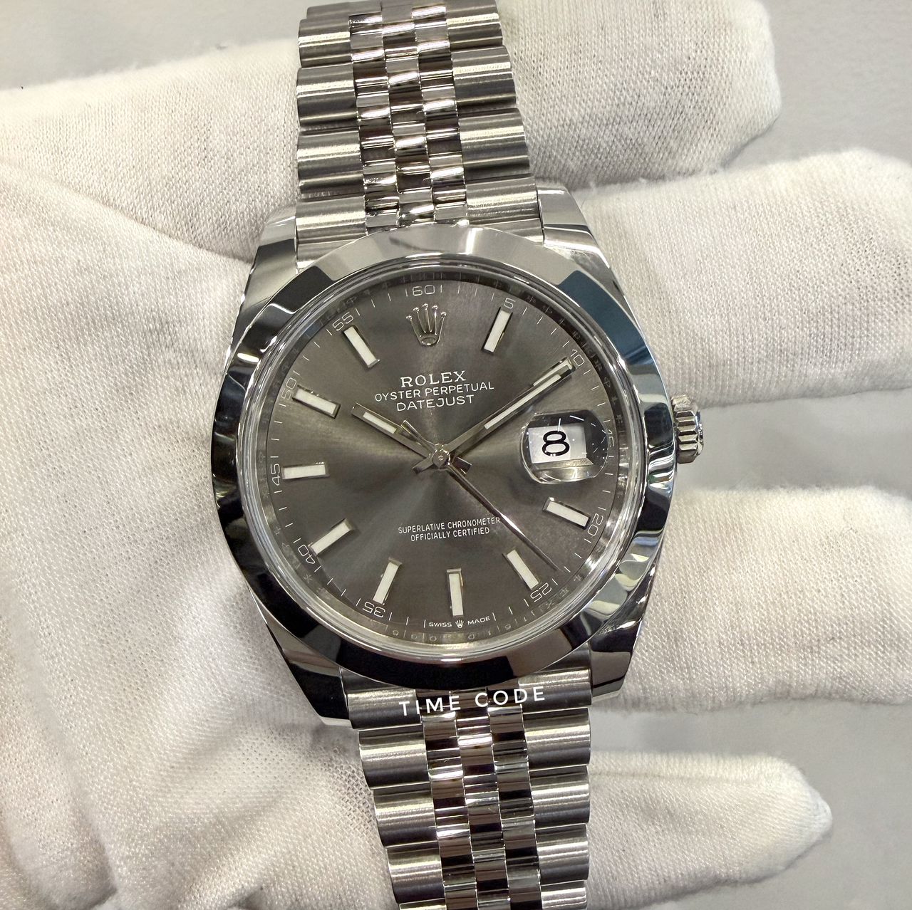 ROLEX DATEJUST 41MM GREY DIAL JUBILEE BRACELET -126300