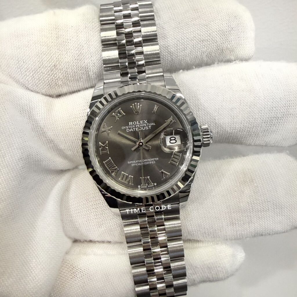 ROLEX LADIES DATEJUST 28MM GREY ROMAN DIAL -279174