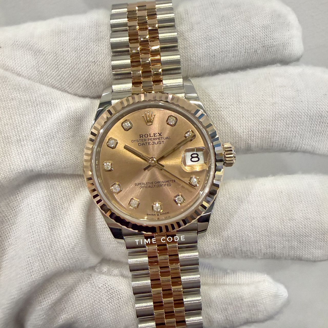 ROLEX DATEJUST 31MM TWO-TONE EVEROSE GOLD DIAMOND SET ROSE DIAL JUBILEE BRACELET -278271