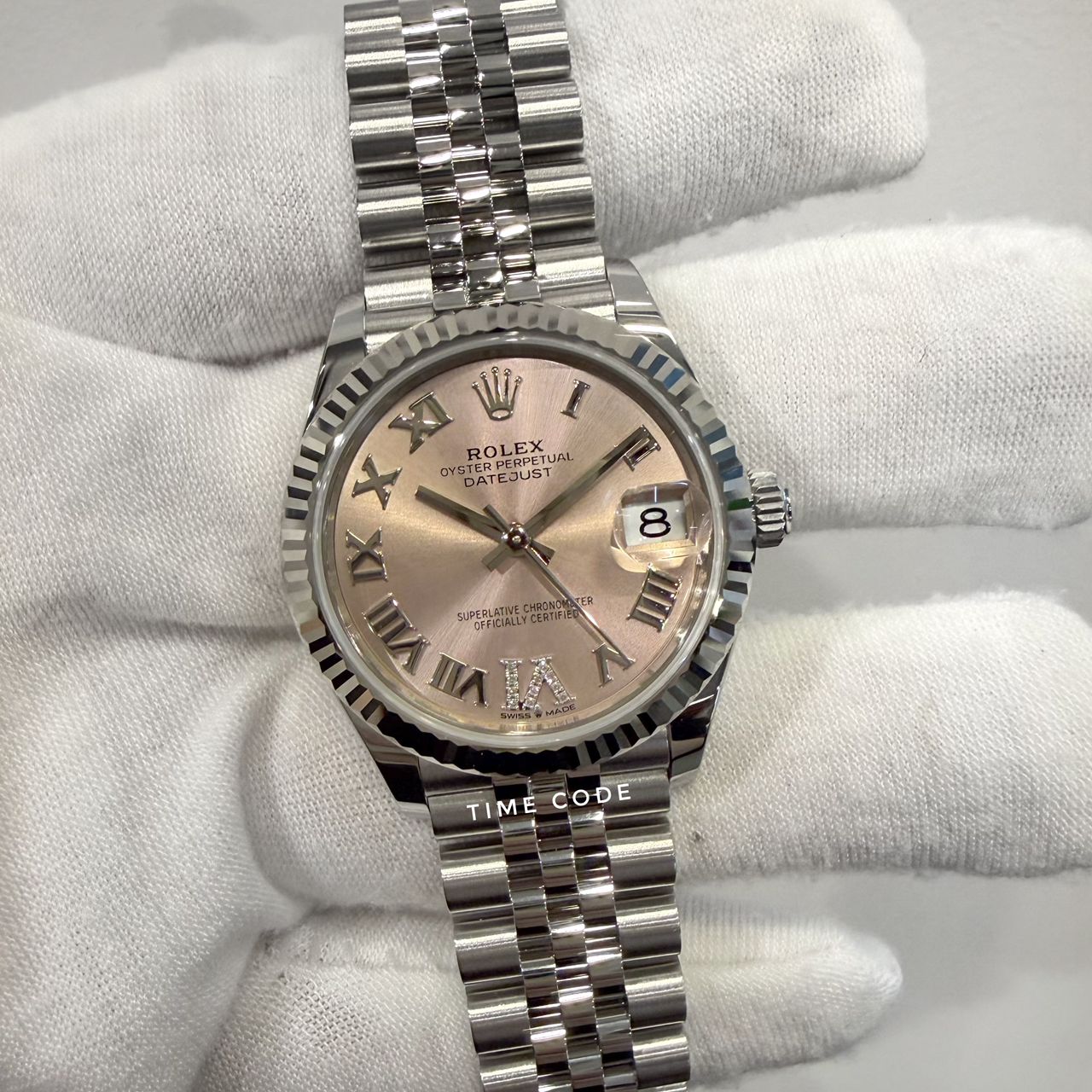 ROLEX DATEJUST 31MM PINK ROMAN VI DIAMOND DIAL JUBILEE BRACELET -278274