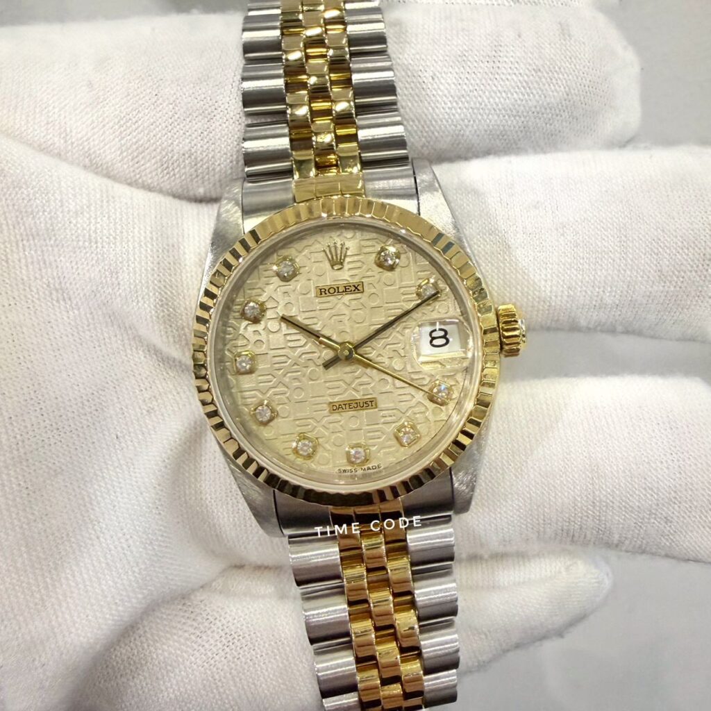ROLEX DATEJUST 31MM HALF YELLOW GOLD COMPUTER DIAMONDS DIAL -68273