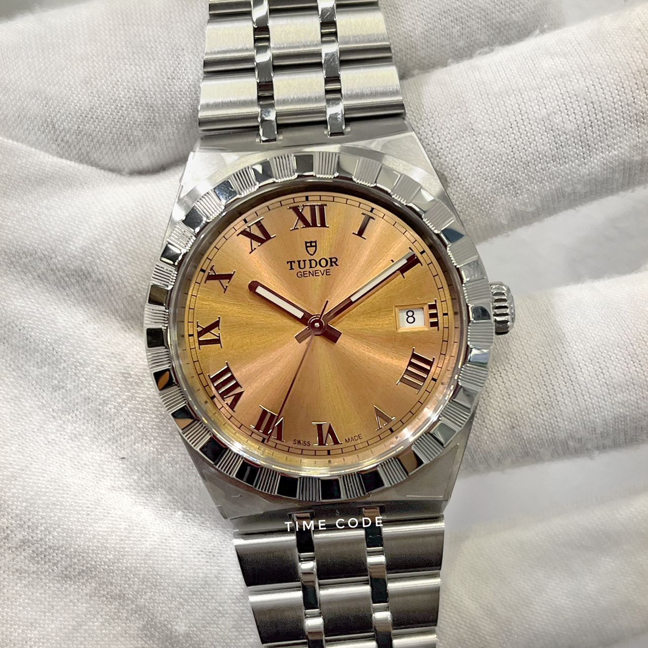 TUDOR ROYAL DATE 38MM SALMON ROMAN DIAL -M28500-0007
